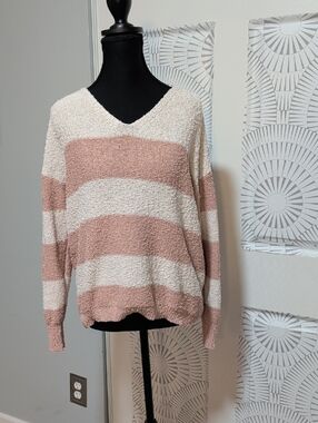 Knox Rose Striped V-Neck Sweater XS